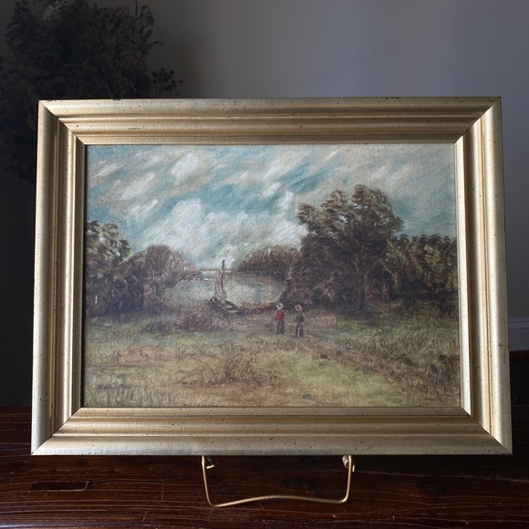 SOLD - Vintage Painting - 2 Men & A Boat